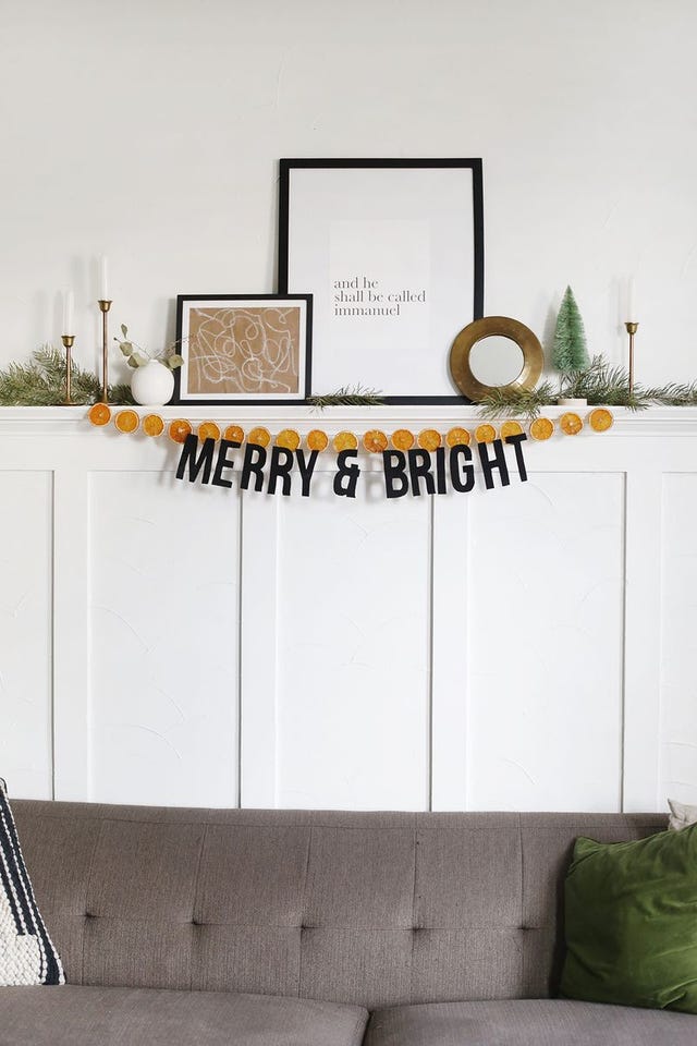 christmas garland merry and bright dried orange slices