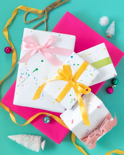 christmas gift wrapping ideas splatter paint