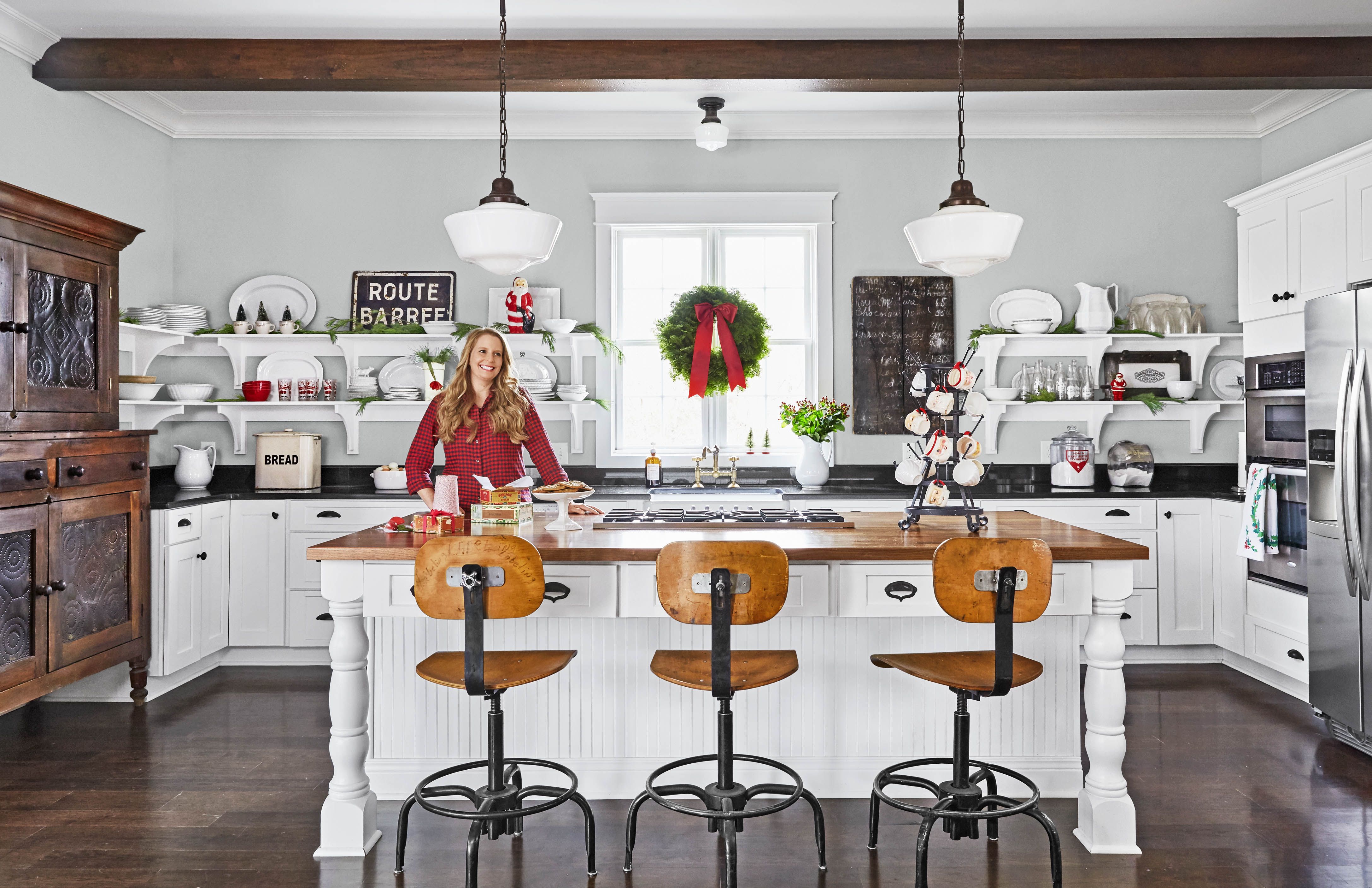 christmas tree on kitchen island