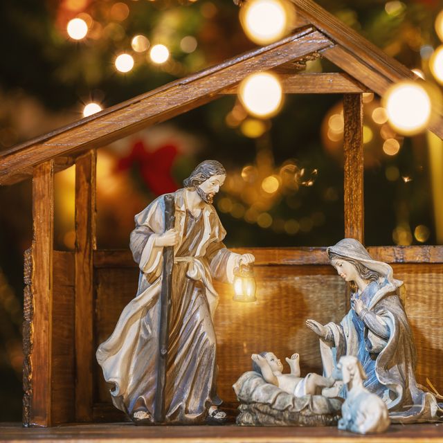 christmas manger scene with figurines