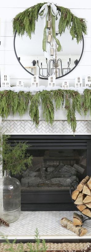 62 Mantel Decorations Ideas, Garland For Fireplace Mantel With Lights