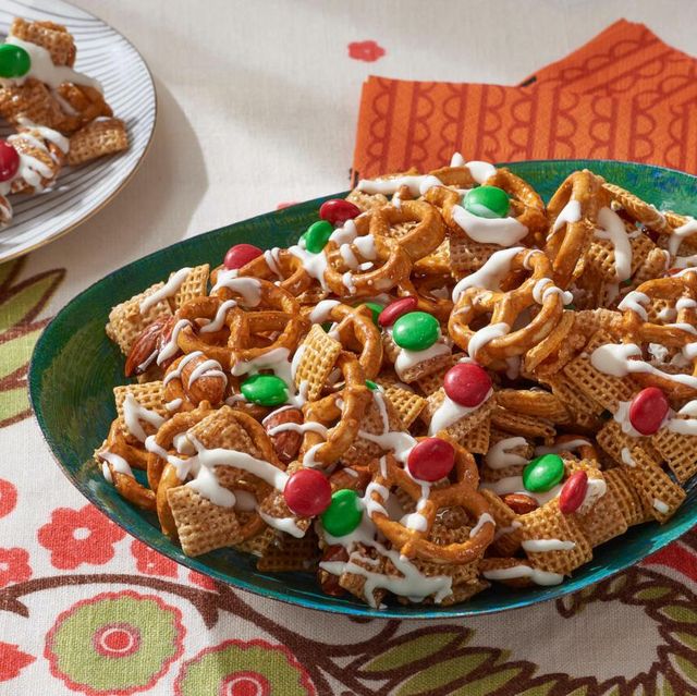 christmas snacks check mix with red and green candies