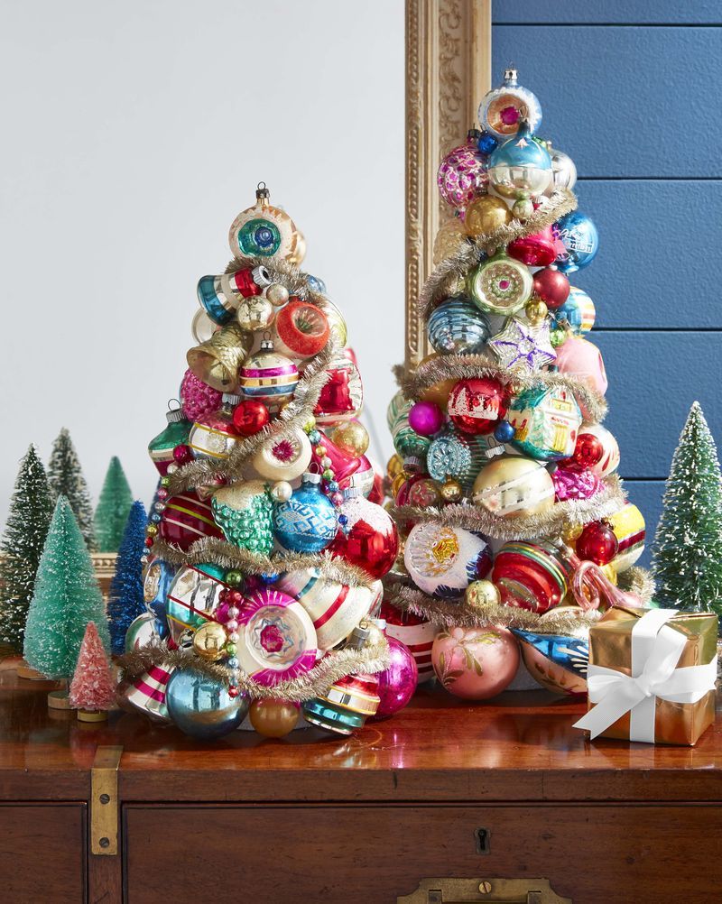 Vintage 2 Raz Imports Candy Cane Christmas Tree Baskets Ornaments 