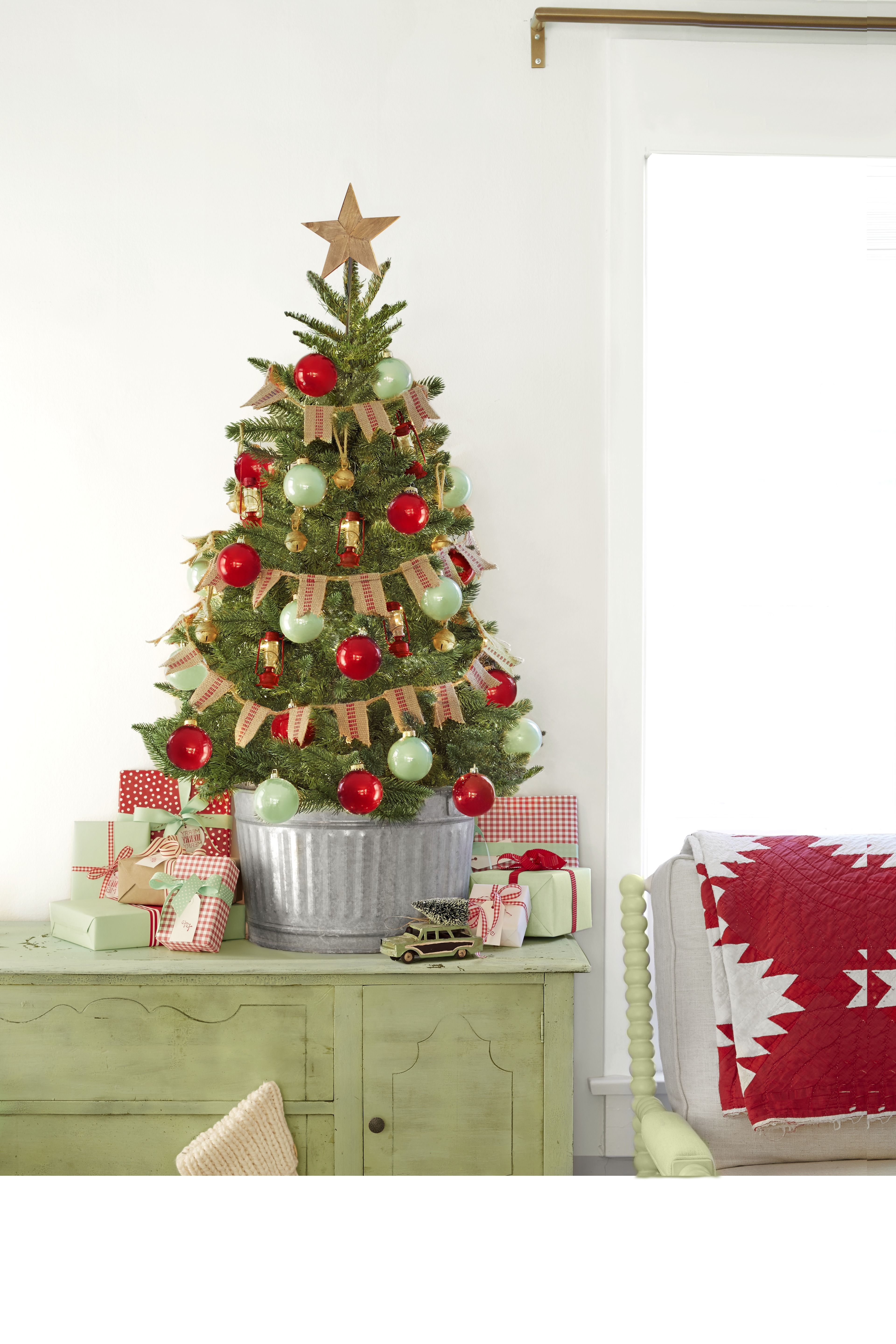 4 Handmade Burlap Bows lot Ribbon Christmas Tree Ornaments large 7" farmhouse 