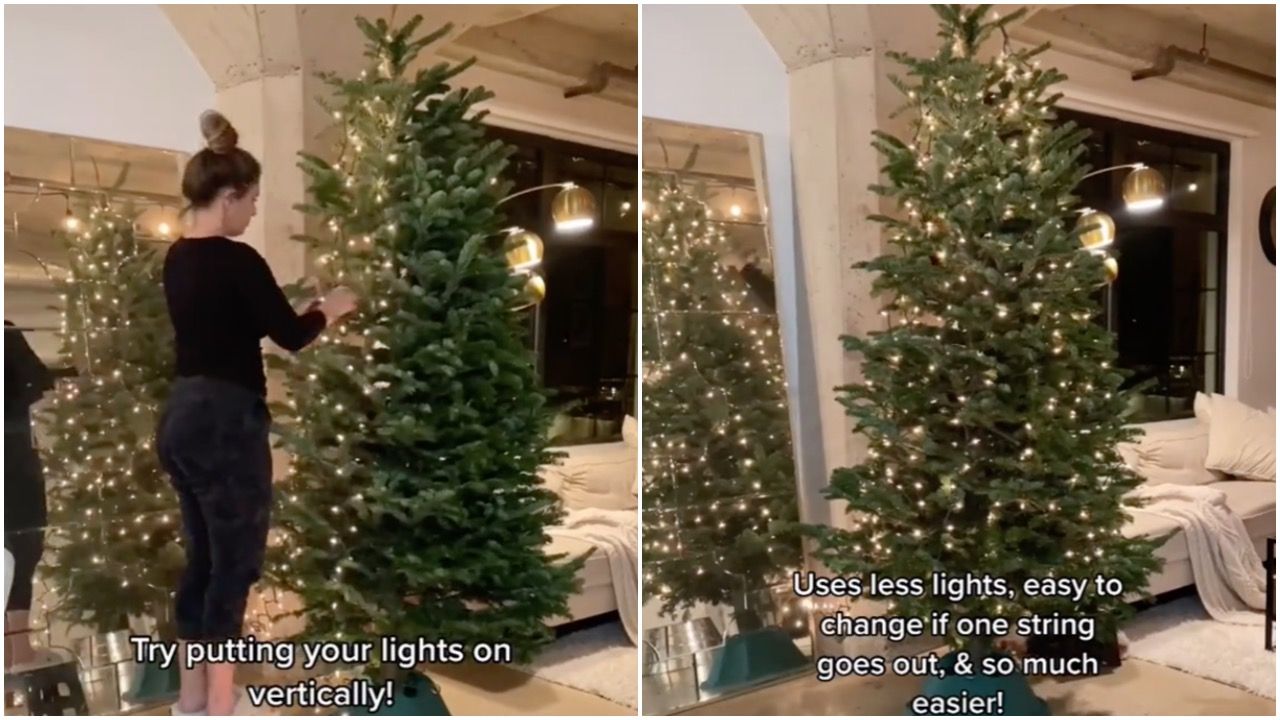 These Viral Tiktok Videos Reveal You Should Be Hanging Lights On Your Christmas Tree Vertically