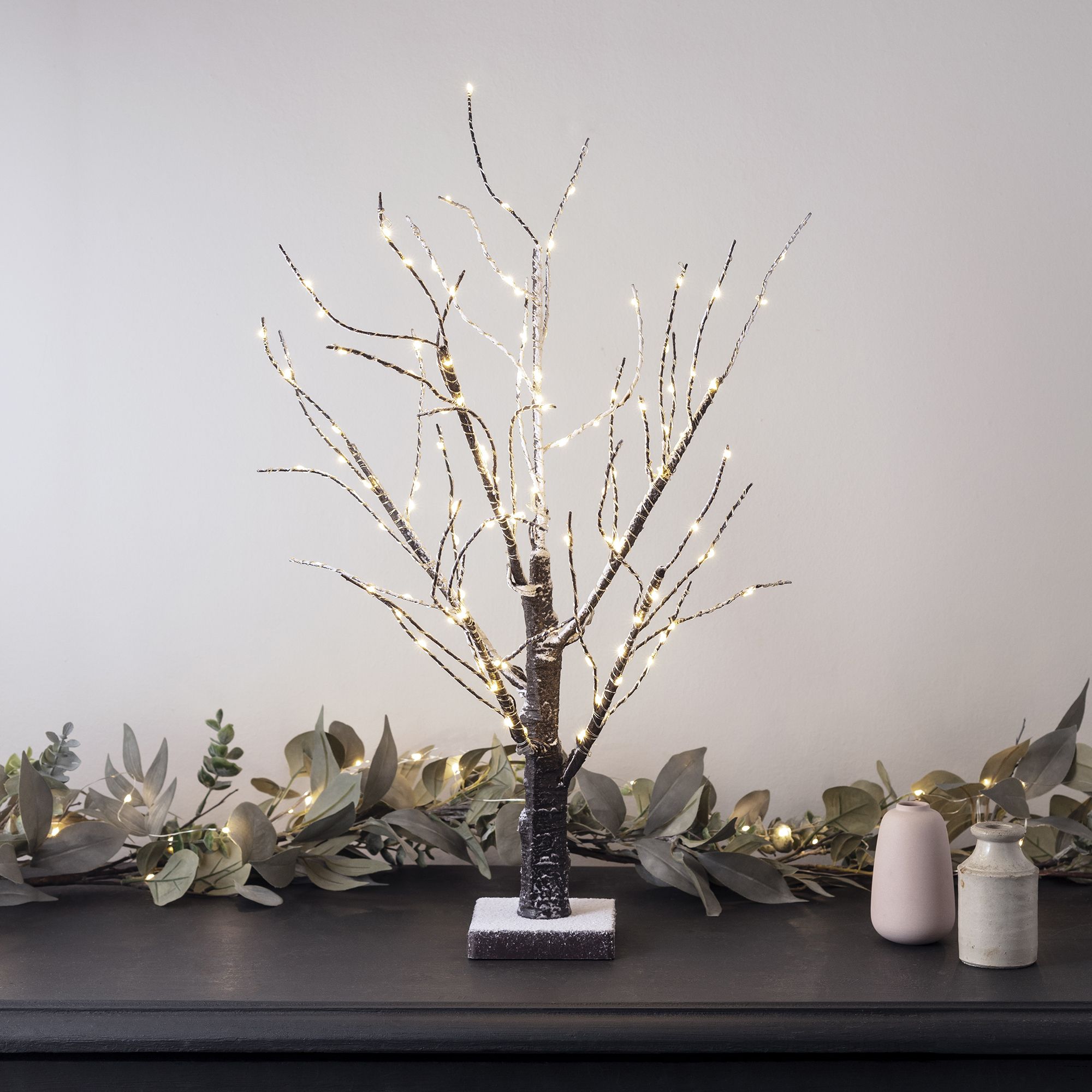 UNIQUE CHRISTMAS JEWELLED GLITTER TWIG TREE 70CM GOLD WITH 48 LED LIGHTS 