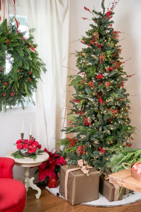 Christmas tree, Christmas decoration, Christmas, Christmas ornament, Tree, Houseplant, Colorado spruce, Red, Plant, Evergreen, 