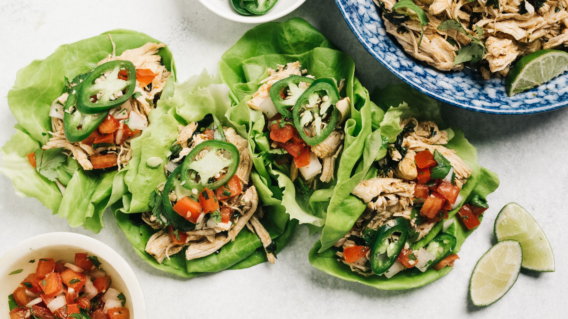Cilantro lime shredded chicken lettuce wrapped tacos dinner cilantro lime shredded chicken lettuce wrapped tacos dinner