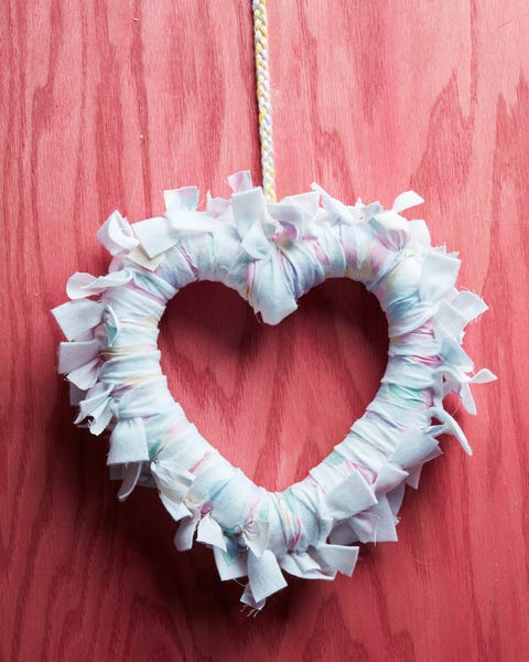 heart shaped rag wreath