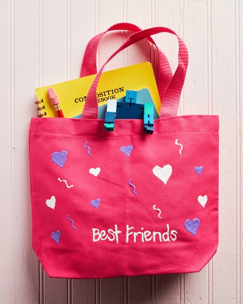 puff paint valentines tote bag