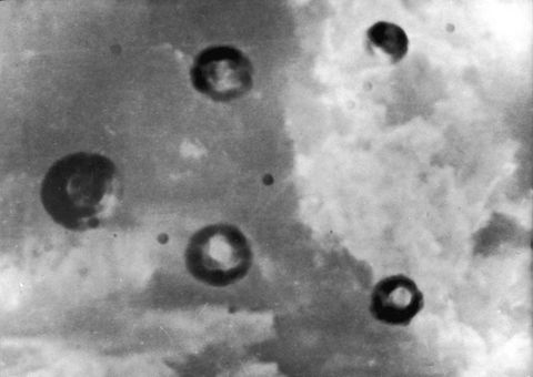 Claimed To Be The First Sensational Picture Of The Mysterious Objects Popularly Known As Flying Saucers, This Photograph Is Reproduced From The Issue Teenage Times In Dublin. The Photograph Is Accompagnied By A News Story Which States That The Flying Sauc