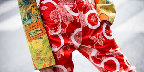 Street Style - Paris Fashion Week - Womenswear Fall/Winter 2020/2021 : Day Six pattern pants
