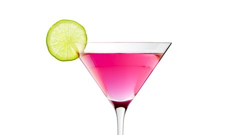 Classic Cosmopolitan Drink with Lime Decoration - Cocktail Glass Martini