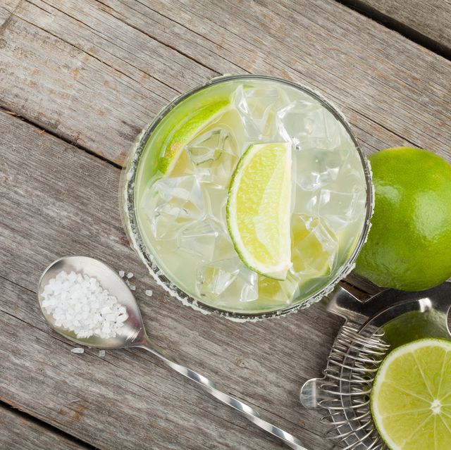 Classic margarita cocktail with salty rim