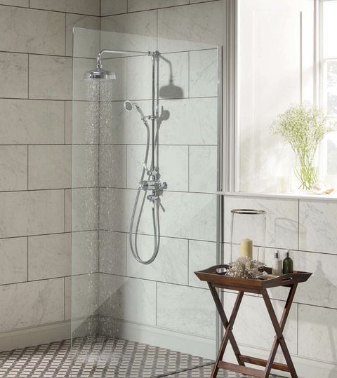 stylish shower with a glass shower screen