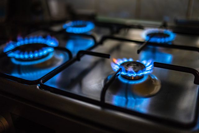 close up of burning stove