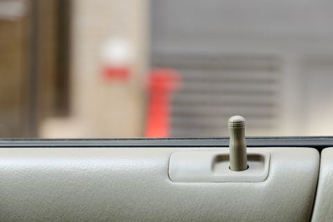 close up of car door lock