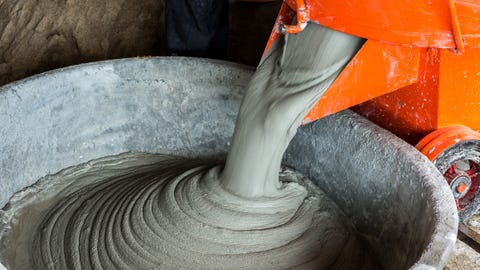 Close Up Of Cement Being Poured In Container Close Up Of Cement Being Poured In Container