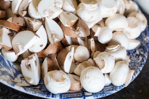 Close Up Of Chopped Edible Mushrooms