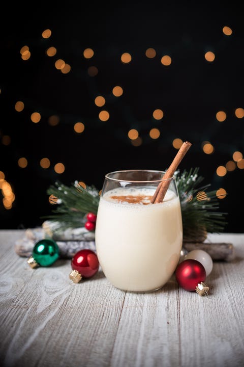 christmas facts close up of eggnog in glass on table
