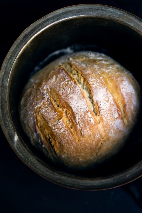Close-up of homemade soda bread in loaf tin