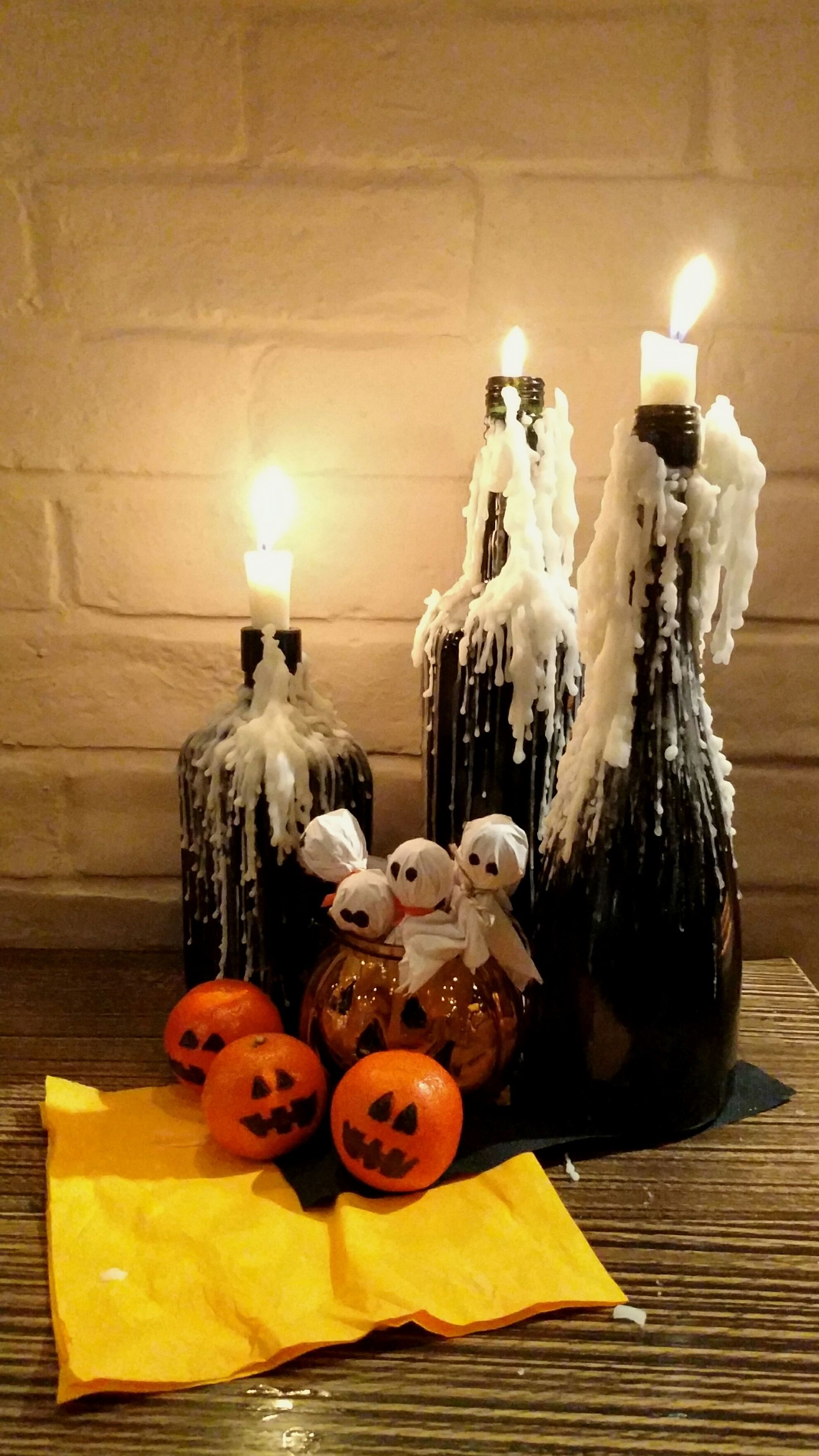 Halloween Ornaments Black and Orange Paper Rosettes Fall Decor Set of 5 