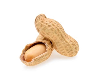 Close-Up Of Peanuts Against White Background