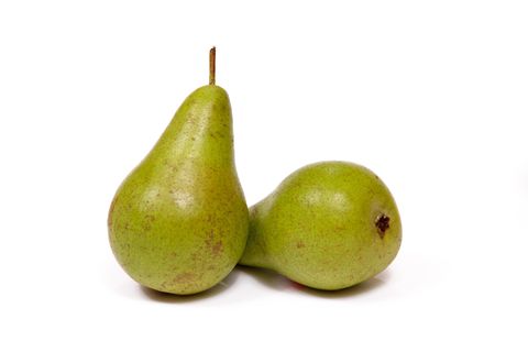 close up of pear over white background