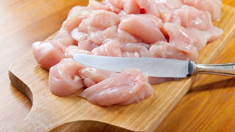 Close-Up Of Raw Chicken Meat On Table