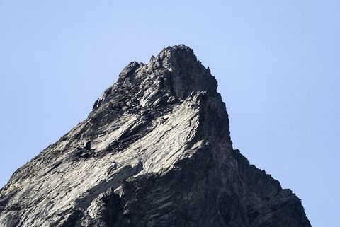 Close up of the top of a mountain of metamorphic rock over 3000 meters