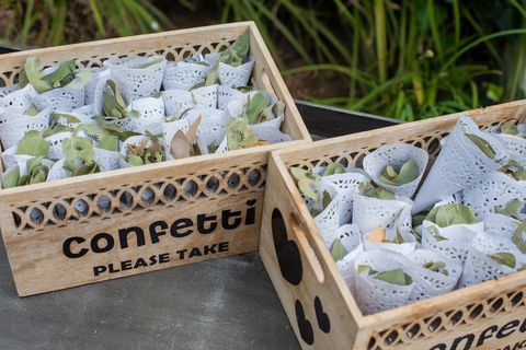 close up shot of eco friendly confetti at wedding