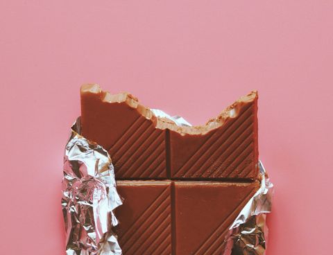 Close-Up View Of Chocolate Over Pink Background