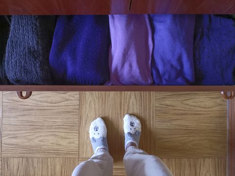 closet with clothes, personal perspective