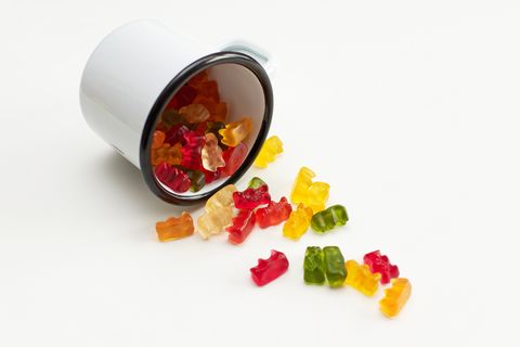 closeup photo of colorful candy gummy bear candy