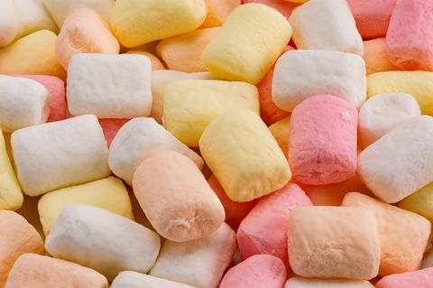 closeup view pile of colorful marshmallows