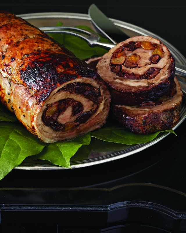 pork roast with dried fruit and fresh herbs