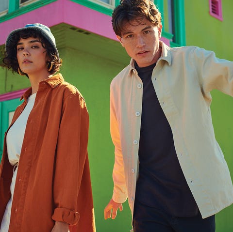 man and woman in jungmaven’s rugged, hemp canvas coach jacket