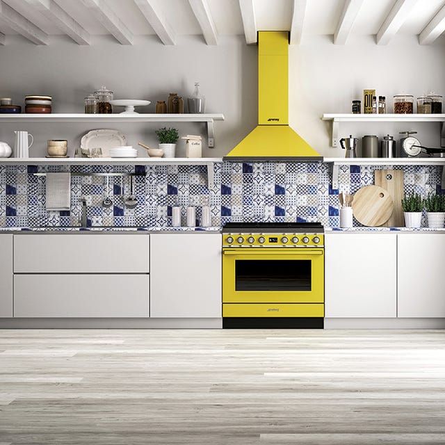 Cocina con horno amarillo cocina con horno amarillo