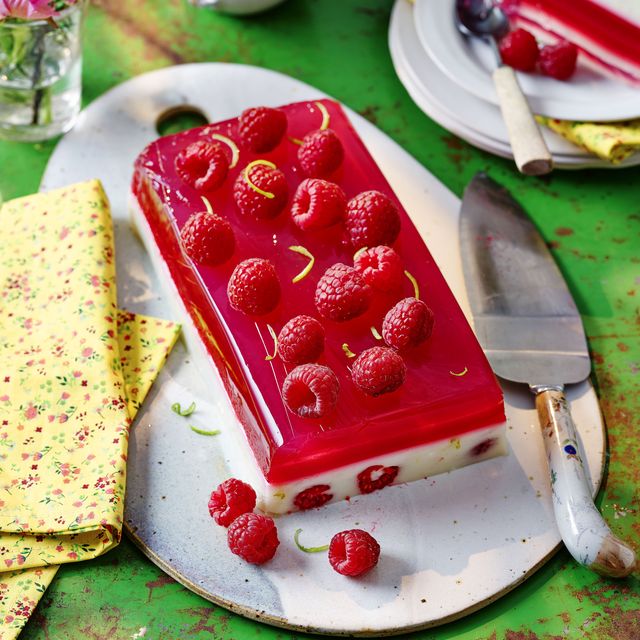 coconut and raspberry layered jelly