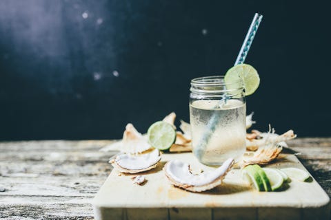 Coconut water in a jar