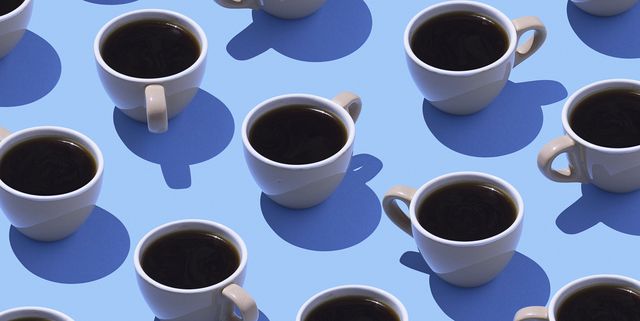 coffee cups on light blue ground, 3d rendering