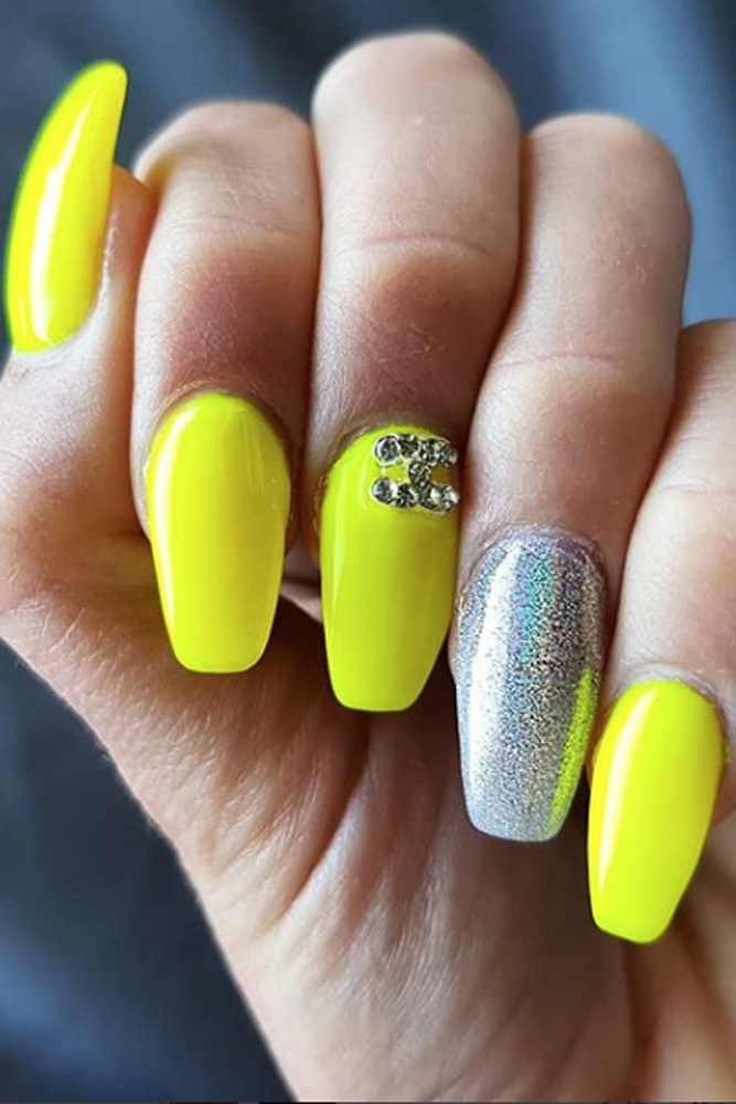 Long Neon Yellow Coffin Nails - 38neon acrylic nails coffin design.