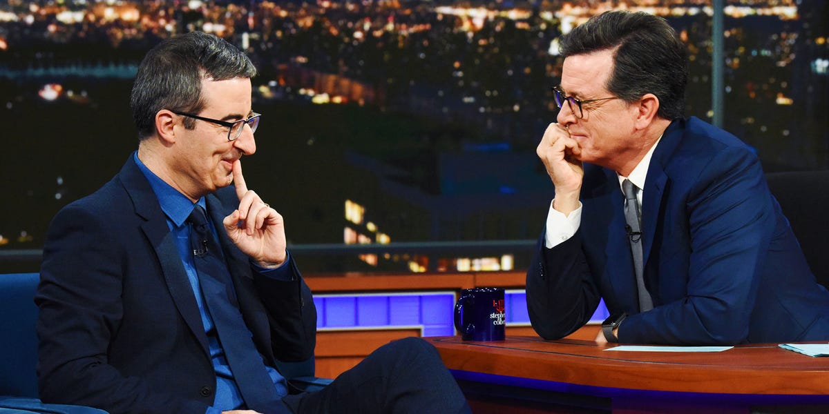 John Oliver Returns as Stephen Colbert's Greatest Late Show Guest