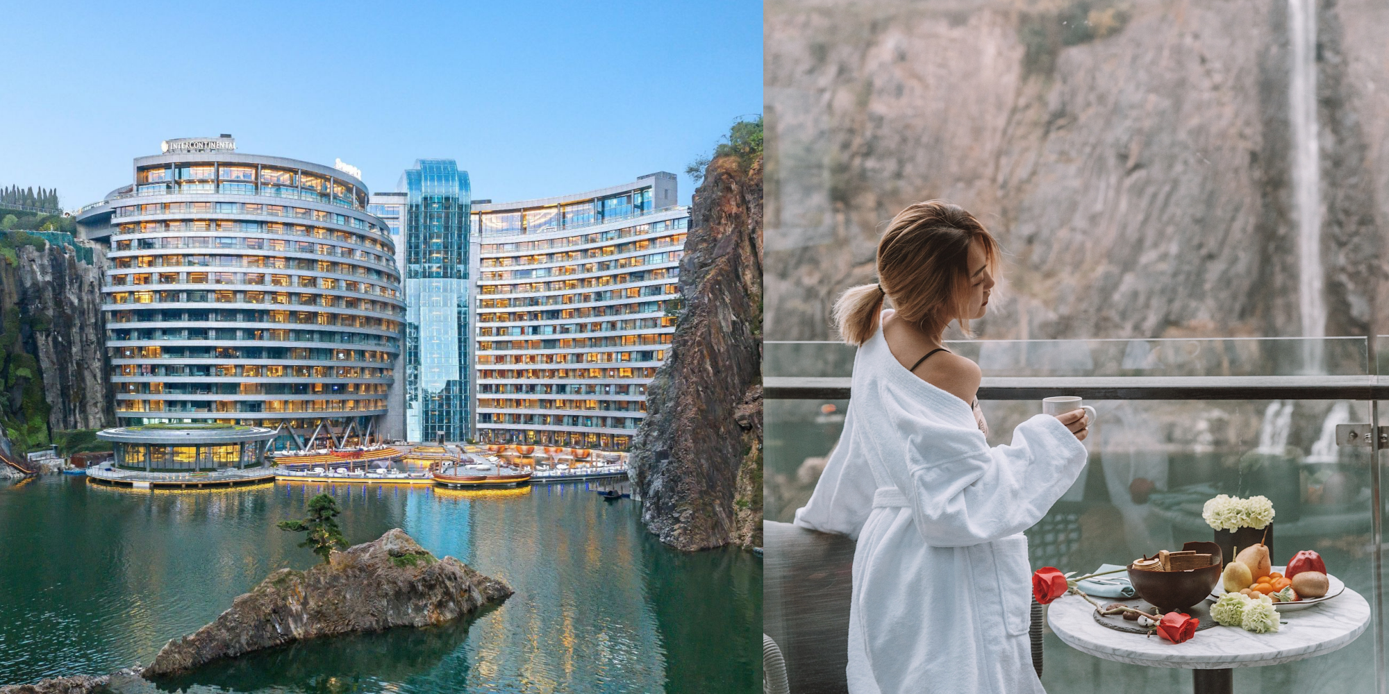 上海洲際飯店由礦坑改造的 地底16層奢華飯店 四面環繞懸崖 水底玻璃屋 超狂設計被譽為世界建築奇蹟
