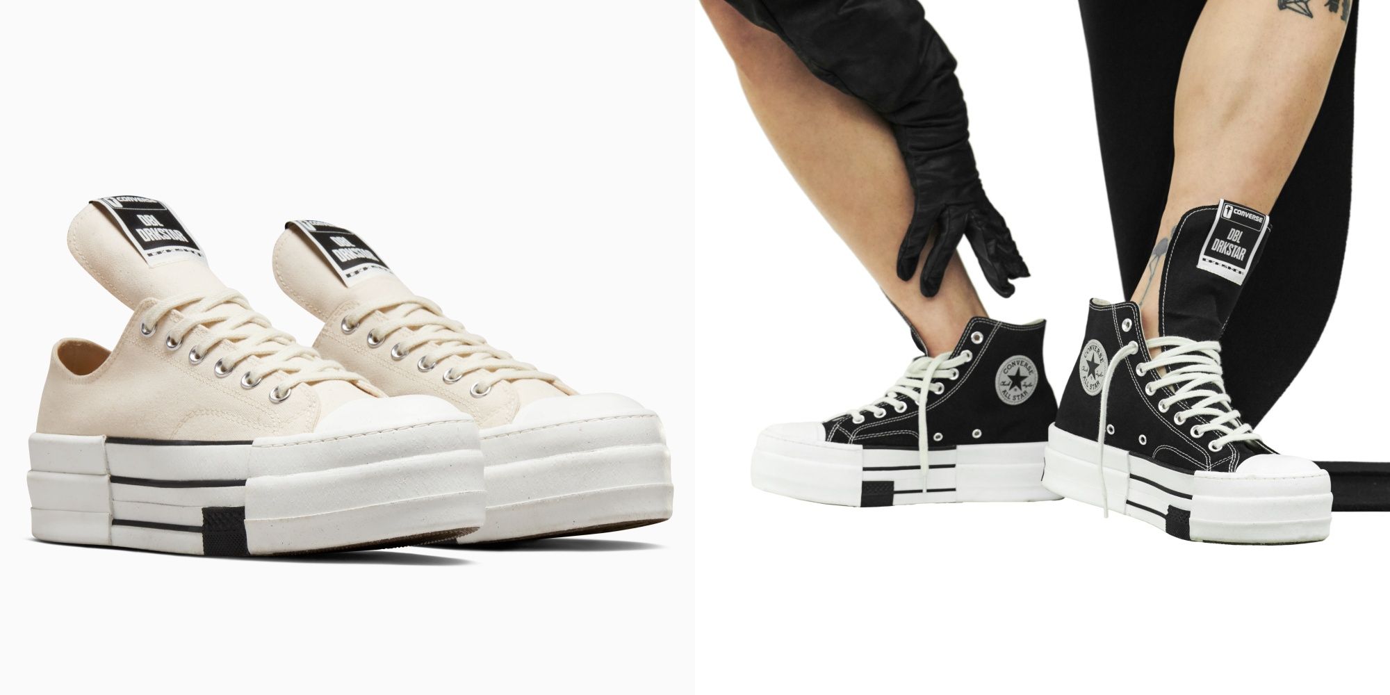 CONVERSE x RICK OWENS DRKSHDW聯名出新款！帆布球鞋增高厚底，象牙