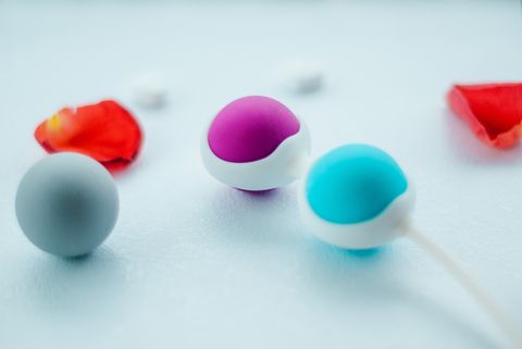 Color Kegel balls, Geisha balls in white background