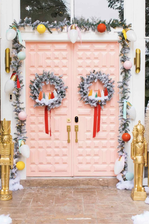 colorful front door outdoor christmas decorations