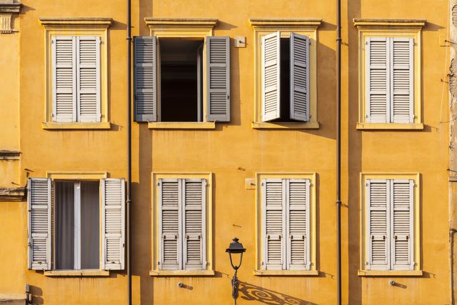colorful house facades in piazza xx settembre