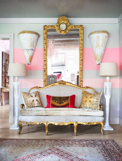 pink and gray entryway