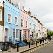 Colourful Homes in Chelsea, London a colourful row of pastel painted victorian townhouses in chelsea, london